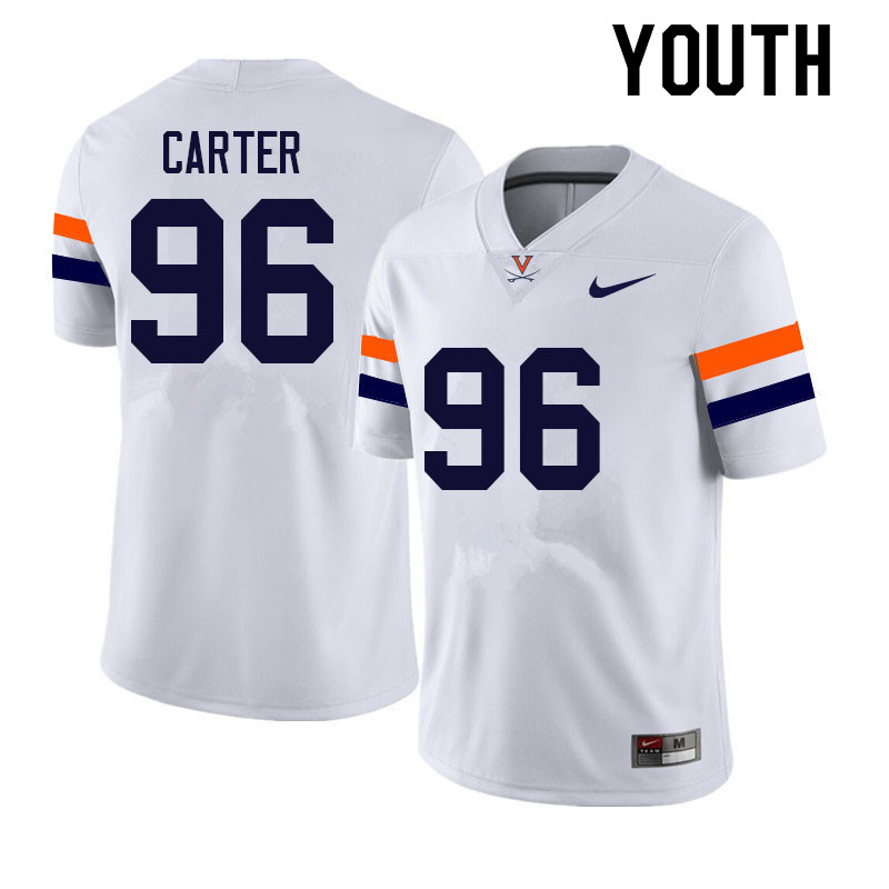 Youth #96 Bryce Carter Virginia Cavaliers College Football Jerseys Sale-White - Click Image to Close
